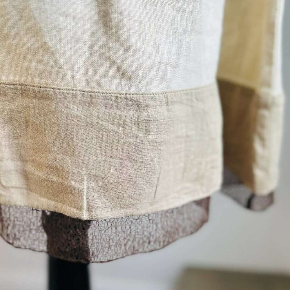 J.Jill Cream Pure Linen Botanical Print A-Line Midi Skirt w/ Sheer Hem – US SP - Picture 11 of 14